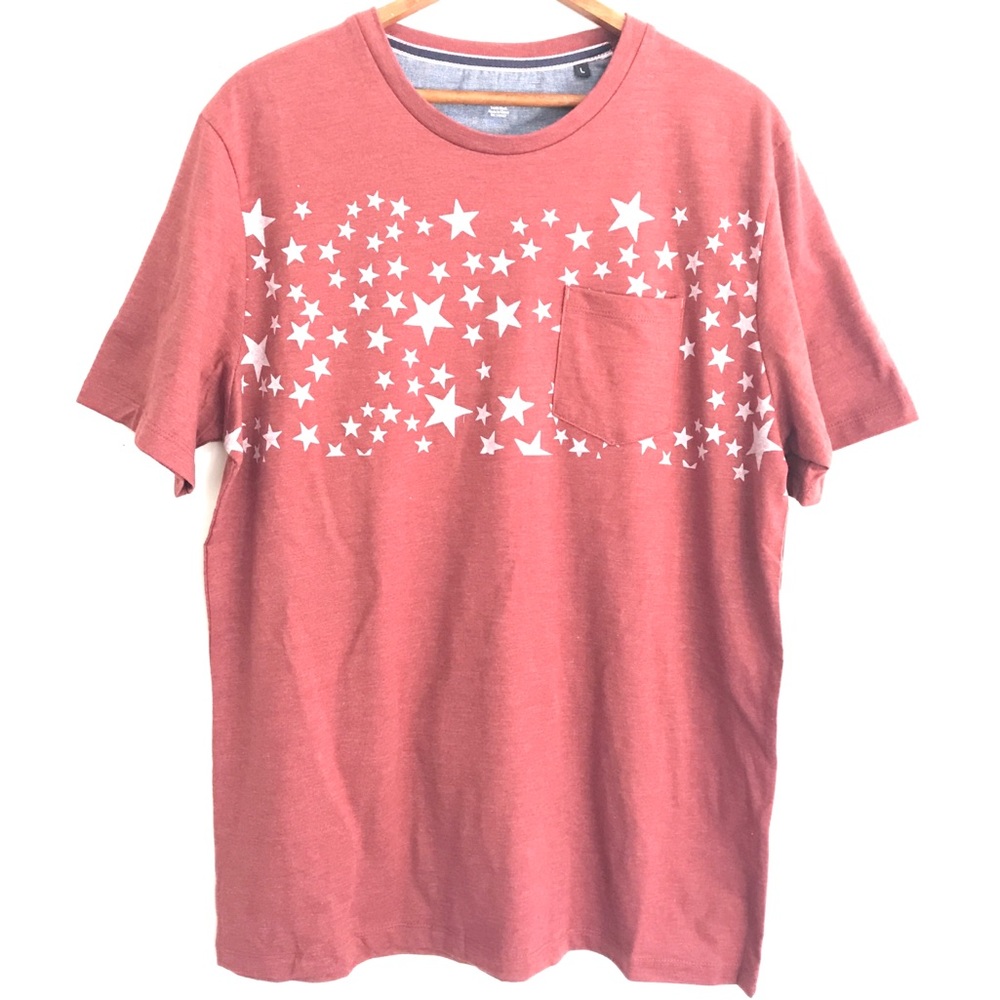 Short sleeve crew Neck star print T-shirt w pocket